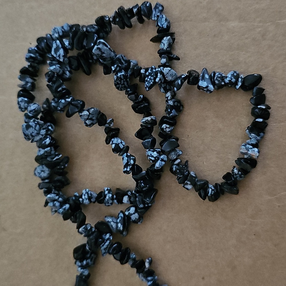Snowflake Obsidian Chip Necklace